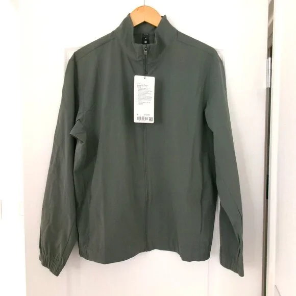 New Men's Lululemon ZEROED IN TRACK JACKET M Grey Sage Willow Leaf Green Grey - Picture 1 of 10